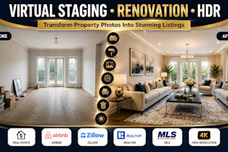 do virtual staging, renovation, and hdr enhancement for property listings
