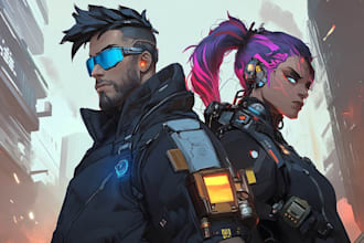 design cyberpunk character, original character design