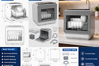design kitchen products with 2d sketches, 3d cad models and manufacturing files