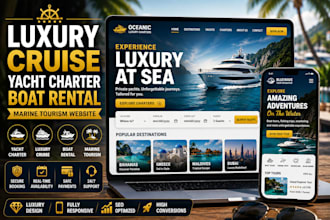 design luxury yacht charter website cruise, boat rental, marine tourism website