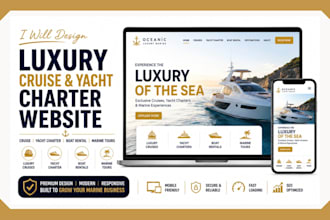 design a luxury cruise, yacht charter, boat rental, and marine tourism website