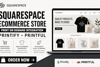 build squarespace ecommerce store, squarespace print on demand printify printful