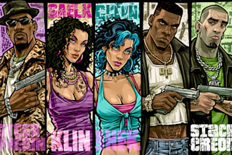 draw game style and gta character illustration for you
