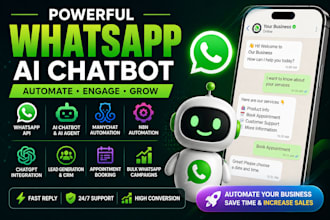 develop whatsapp chatbot ai chatbot with whatsapp api, manychat automation, wati