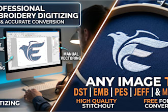 do embroidery digitizing, convert image to dst emb pes jep embroidery file