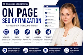do on page optimization, meta tags, schema, internal links, yoast seo