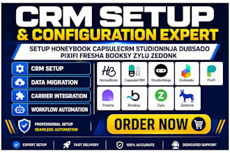setup honeybook capsulecrm studioninja dubsado pixifi fresha booksy zylu zedonk