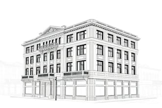 draw detailed building sketch or building line art from your image