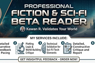 be your sci fi and fiction beta reader with detailed feedback