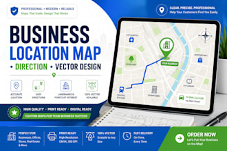 design business location map, directions, landmarks printable  and vector maps