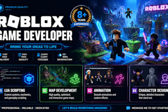 develop your full roblox game , be your roblox developer