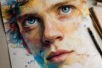 watercolor portrait painting, photo to watercolor portrait