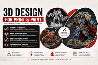 sculpt a custom 3d miniature sculpture, figurine ready for printing and painting
