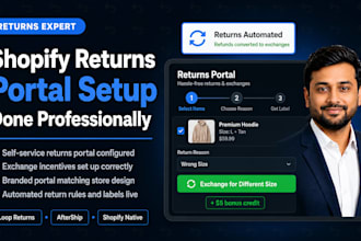 set up shopify returns portal and self service exchange system