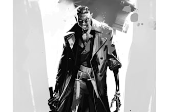 create dark, horror, noir character design and illustration