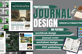 do journal design, workbook design, digital planners, and canva ebook design