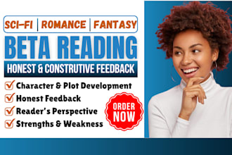 beta read and critique your sci fic, fantasy, romance, or fiction manuscripts