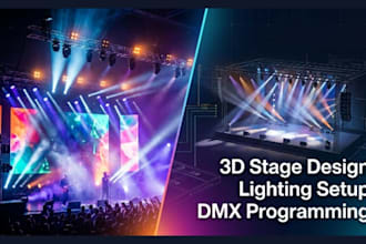 program dmx lighting setup and create stage lighting design for concert event