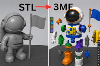 split stl, color separate, and create multicolor 3mf files for bambu lab