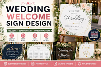 design elegant wedding welcome signs and wedding signage