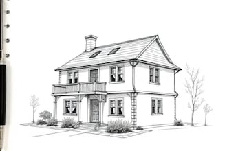 do pen and ink house or building sketch