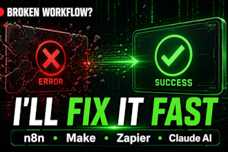 debug and fix claude ai, n8n, make, zapier and automation errors