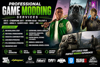 create, fix, install cyberpunk 2077 skyrim se ae mods gmod fallout4 rdr2 gta v