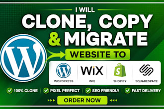 clone, copy website and migrate to wordpress, wix, shopify, squarespace