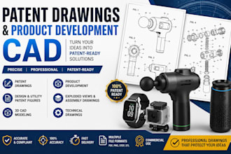 create patent drawings, design patent and utility patent figures