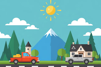 illustrate fantastic flat vector landscape illustration