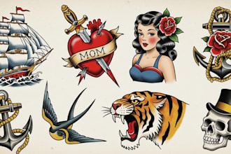 custom traditional tattoo design in old school style
