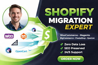 migrate woocommerce bigcommerce prestashop opencart magento to shopify website