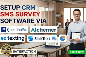 setup crm SMS survey software via questionpro alchemer ez texting slicktext