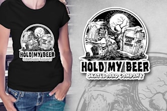 create retro t shirt horror skateboard logo and illustration design