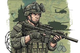draw army soldier military themed illustration