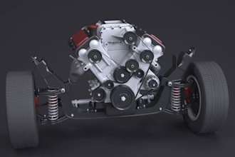provide 3d solidworks automotive design, shock absorber,suspension,front chassis