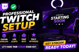setup custom overlay design and optimize your twitch channel