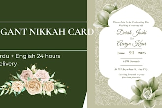 design custom nikkah card for 24 hours delivery