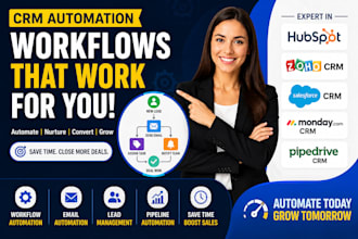 create CRM automation workflows, lead nurturing and sales automation