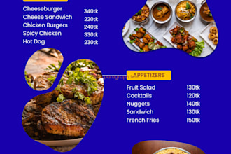 design modern restaurant  menu and eye catching food flyer in canva