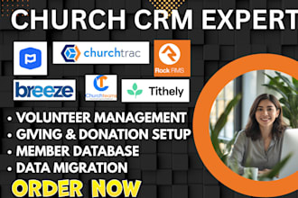 setup church crm planning center churchtrac breeze chms rock rms tithely realm