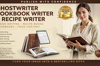 be your ebook ghostwriter, cookbook writer and recipe writer