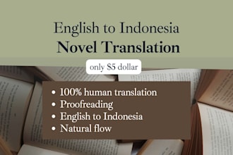 professionally translate novels from english to indonesia