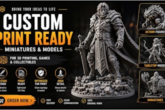 design custom print ready miniatures, action figures and tabletop models