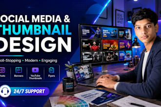 design youtube thumbnail and social media graphics