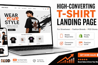 design a high converting t shirt brand landing page website