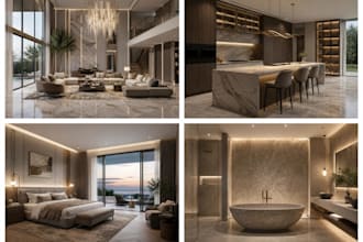 create interior design luxury villa exterior 3d rendering for architecture