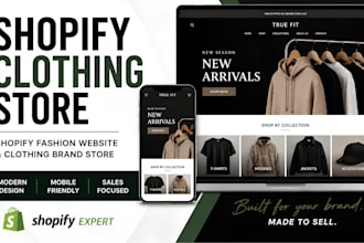 build shopify clothing store, shopify fashion website, and clothing brand store