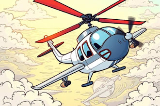 draw helicopter , airplane , aircraft , into a vector of fantasy