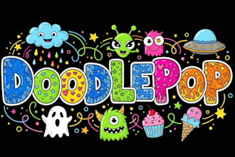 draw doodle art name or merch design